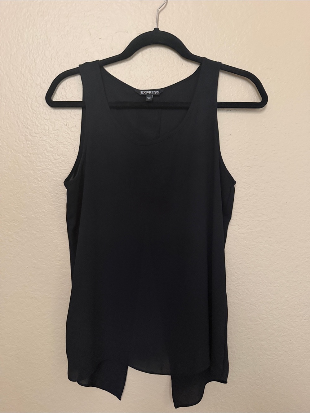 Express Women's Black Sleeveless Open Flap Back Top- Small